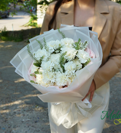 Bouquet of white carnations photo 394x433